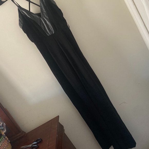 Black Jumpsuit with Leather Trim - Picture 6 of 6